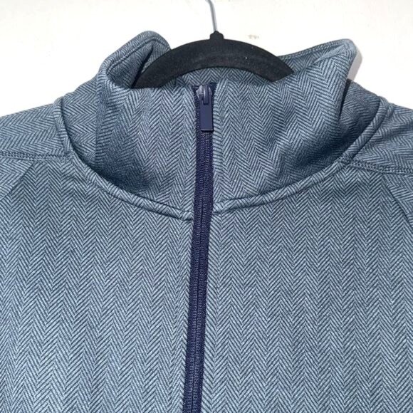 Champion Womens Full-Zip Athletic Jacket L Blue Herringbone High Collar Polyeste - Picture 3 of 11